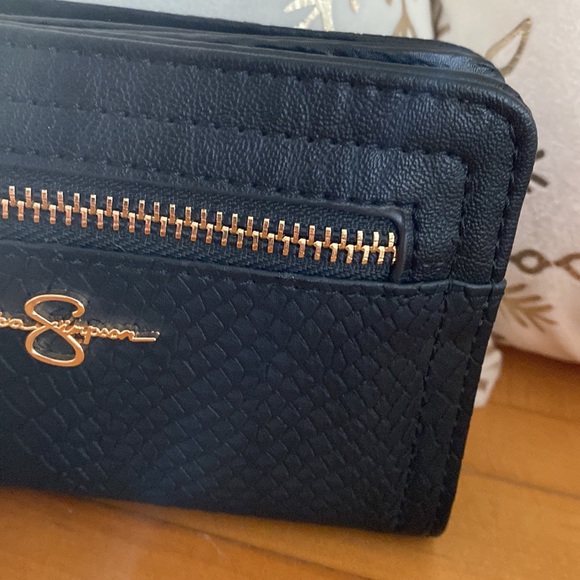 Jessica Simpson Faux Snakeskin Wallet & Card Case, Black - Picture 3 of 16